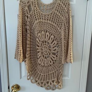 Dress Barn Tan Crochet Sweater
